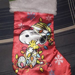Peanuts Snoopy Satin Christmas Stocking NWT